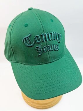 NWT Tommy Jeans Hilfiger Green Hat Cap Spell Out Strapback Embroidered Y2K Lion